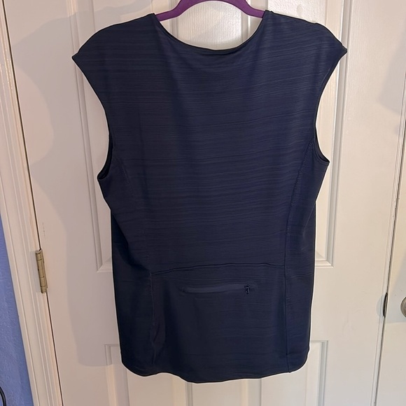 Athleta Exclusive Quarter Zip Ruched Navy Blue Golf Tank sz Lg - Picture 3 of 6